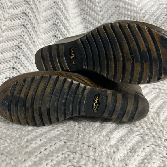 Keen 6.5 Kate Slouch Olive Leather Mid Calf Boots/  Booties Wedge Heel - Picture 5 of 9